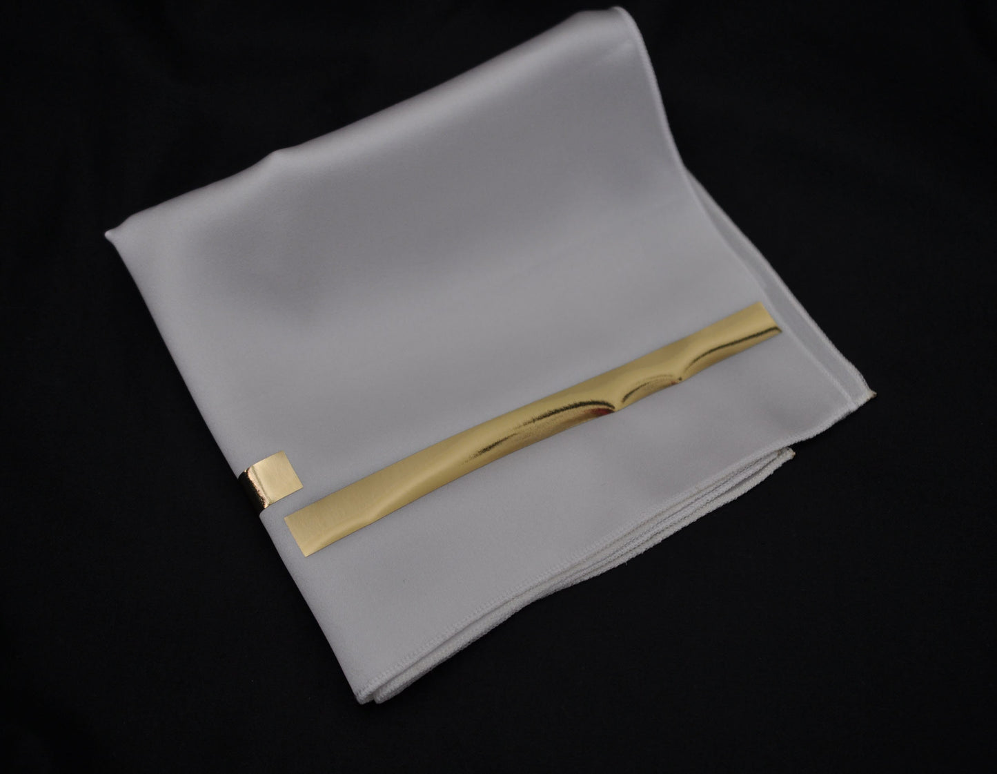 Mene White and Gold Velvet Faux Leather 2 Layers Bow tie + Silk Gold and White Pocket Sqaure Formal Hanky Handkerchief Set