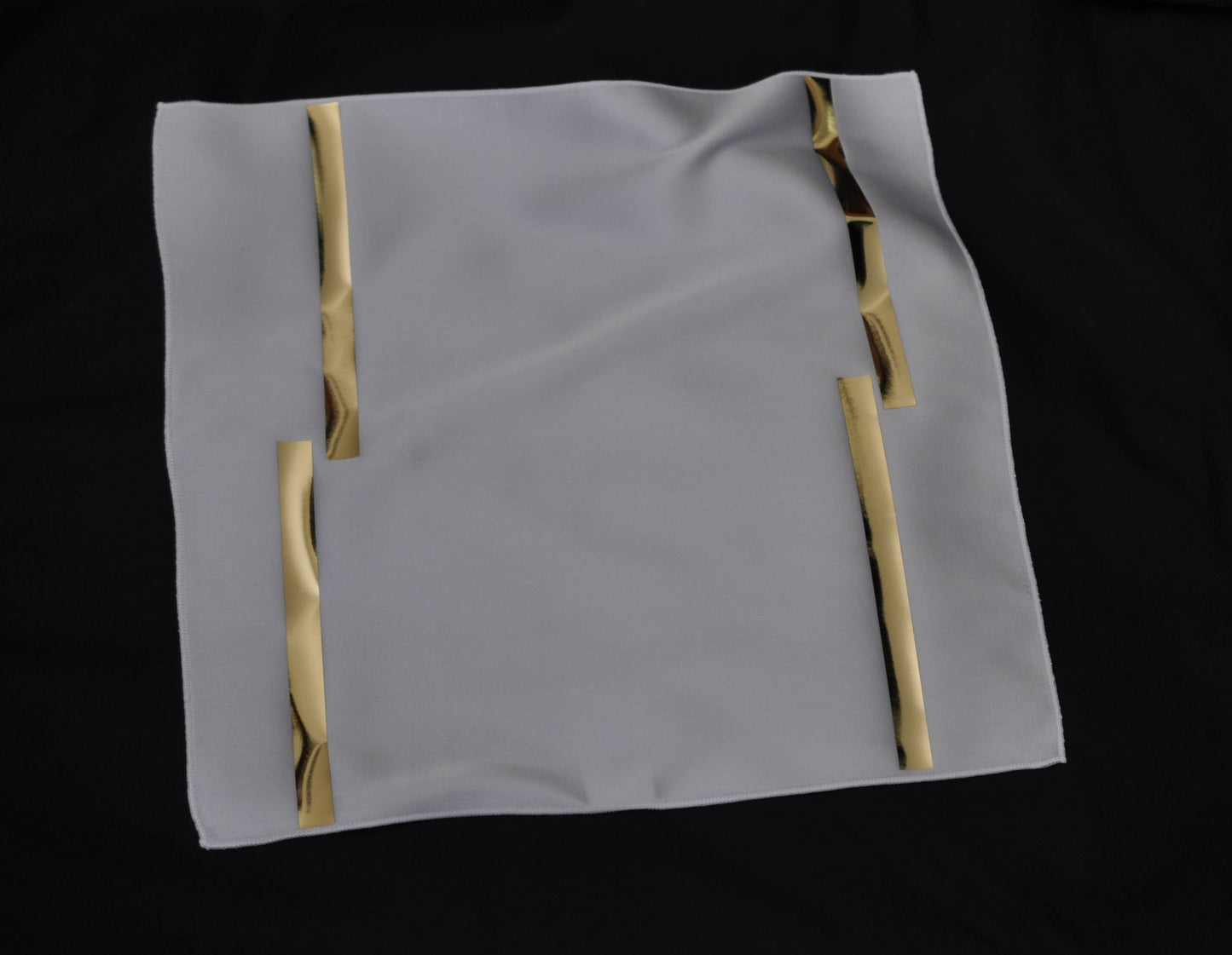 Mene White and Gold Velvet Faux Leather 2 Layers Bow tie + Silk Gold and White Pocket Sqaure Formal Hanky Handkerchief Set