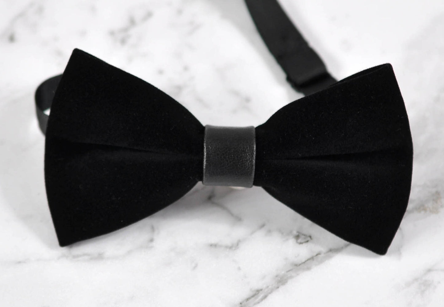 Black Velvet Bow tie bowtie+ Brown Faux Leather Skinny Suspenders for baby Infant Toddler / boy Kids / Youth Teenage / Men Adult