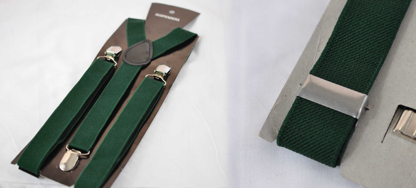 Dark Emerald Green / Burgundy Red Cotton Bow tie + matched Suspenders Braces for Baby infant Toddler / Boy Kids/ Youth Teenage / Men Wedding