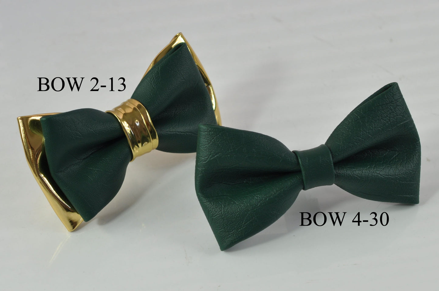 Dark Emerald Hunter Green or Green + Gold 2 Layesr Faux Leather Bow tie for Men / Youth Teenage / Boy Kids / Baby Infant Toddler