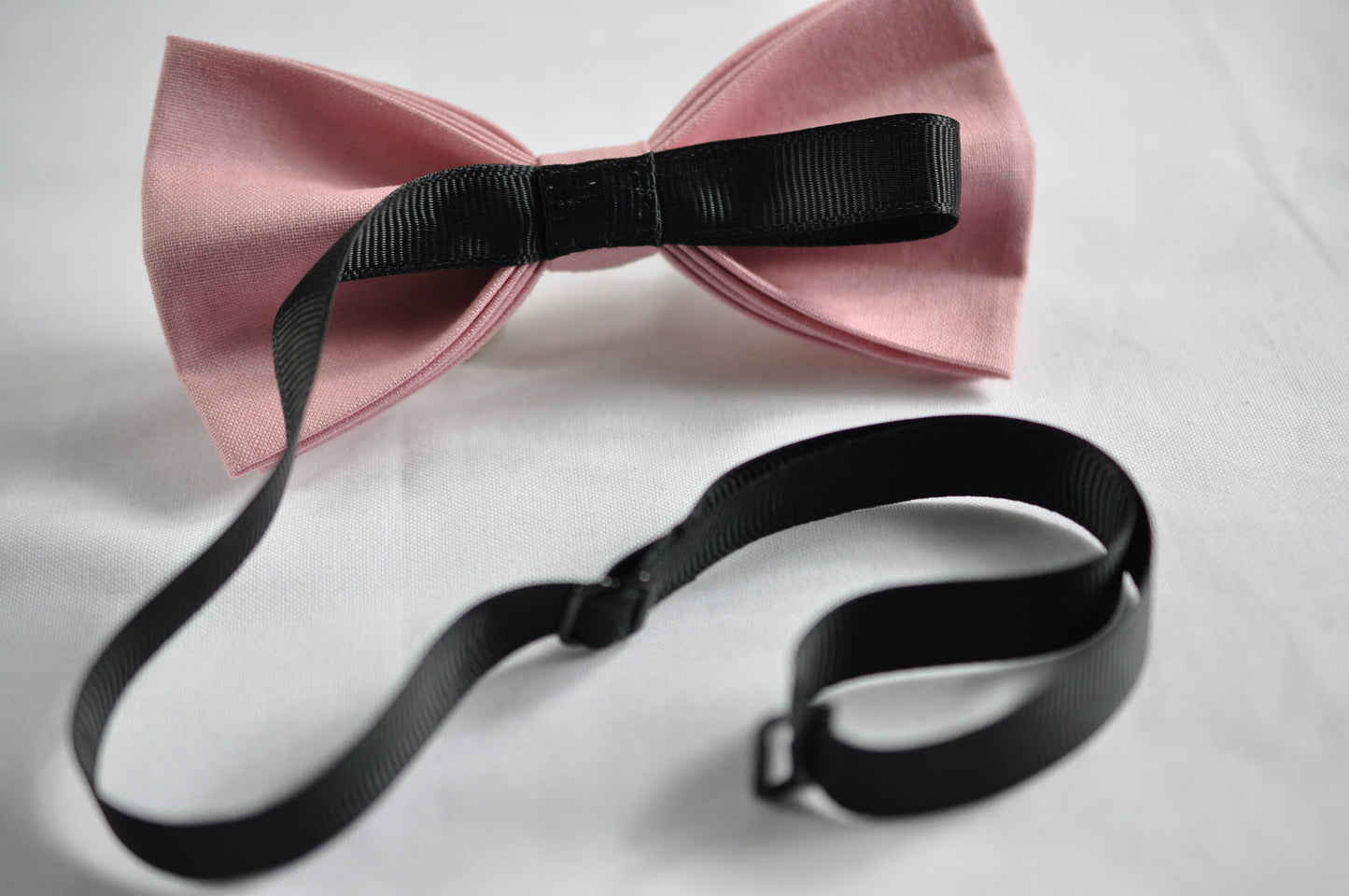 Dusky Dusty Rose Pink Blush Pink Cotton Bow tie + Light Grey Gray Elastic Suspenders Braces for Men / Youth / Boy Kids / Baby infant Toddler