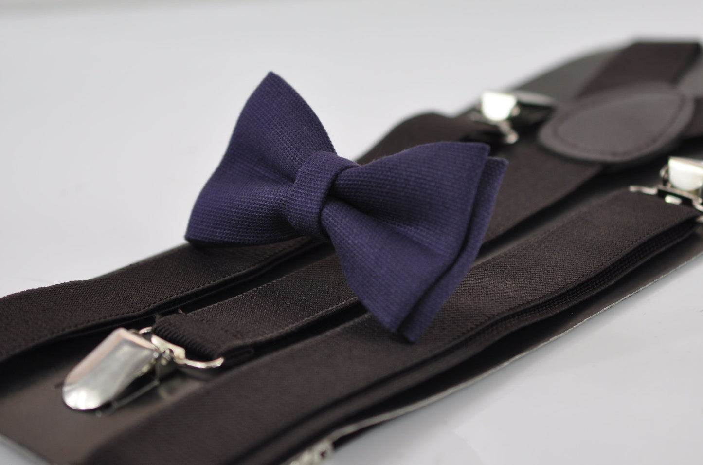 Dark Purple Plum Grape Purple Bow tie + Coffee Dark Brown Elastic Suspenders Braces for Men Adult / Youth Teenage / Boy Kids / Toddler Baby