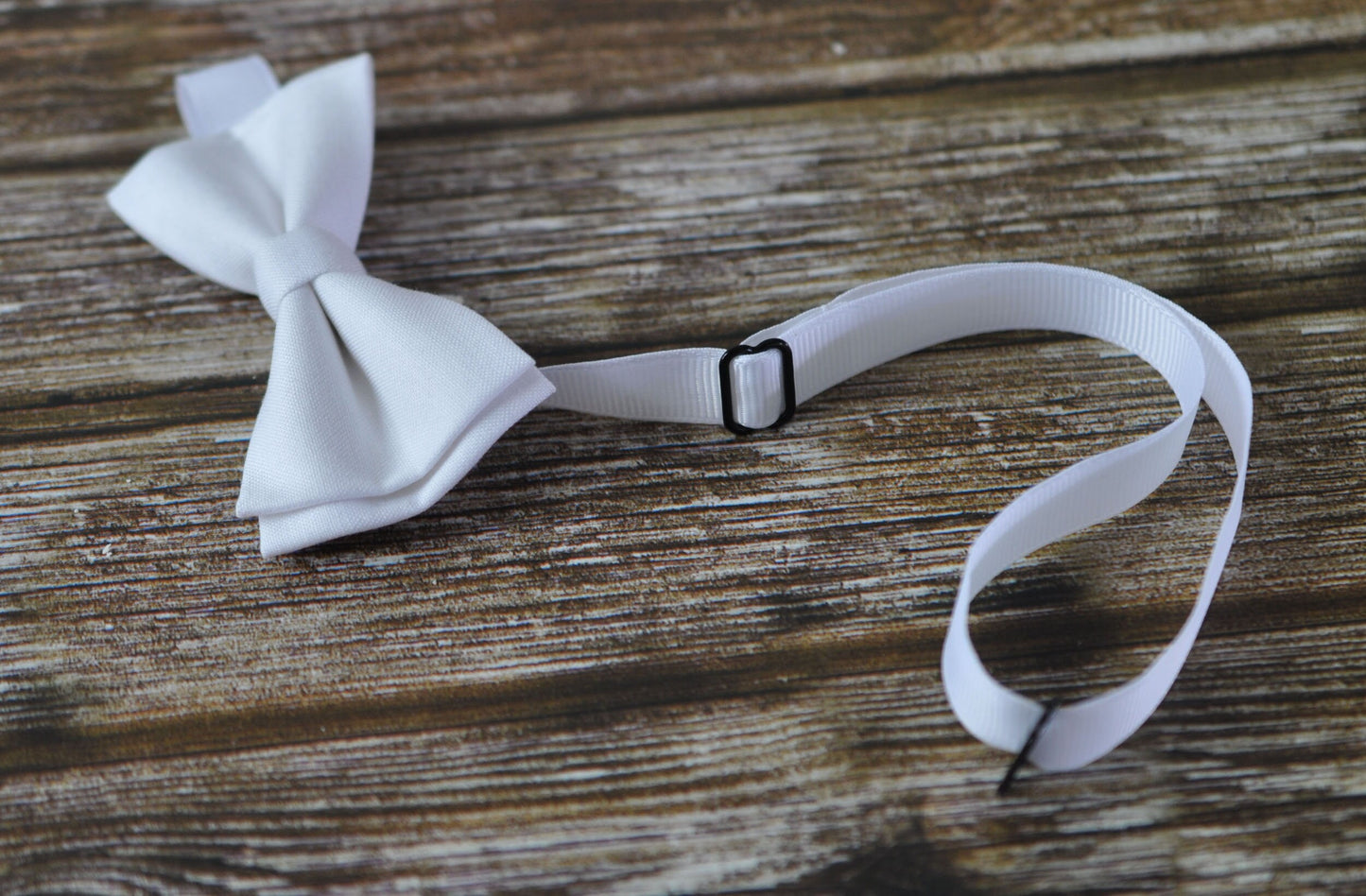 White Cotton Bow tie + Brown Faux Leather Adjsutable Skinny Suspenders Braces for Youth Teenage / Boy Kids / Baby Infant Toddler