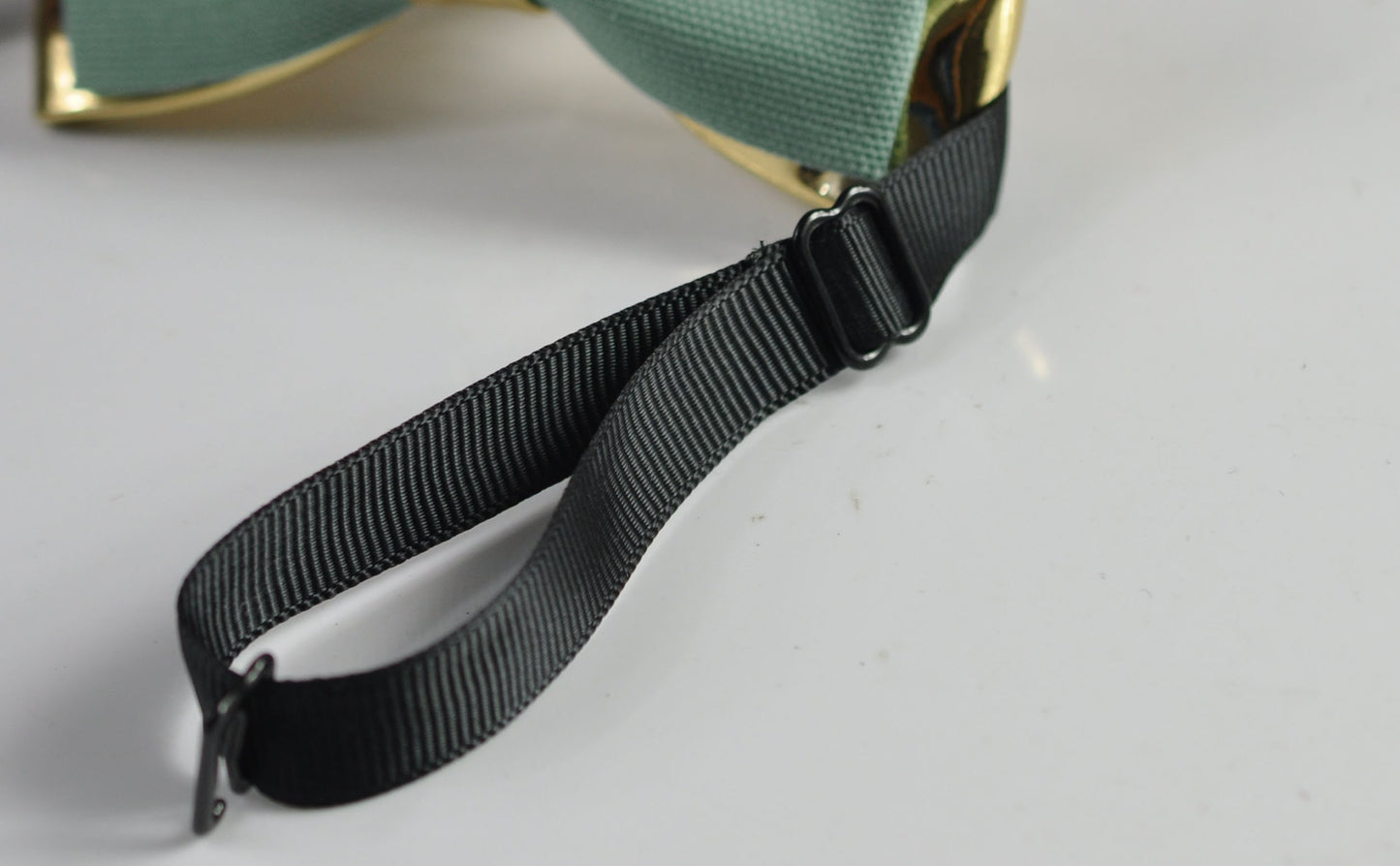 Sage Green Cotton Gold Faux Leather Bow tie + Brown Faux Leather Suspenders Braces for Youth Teenage / Boy Kids / Baby Infant Toddler