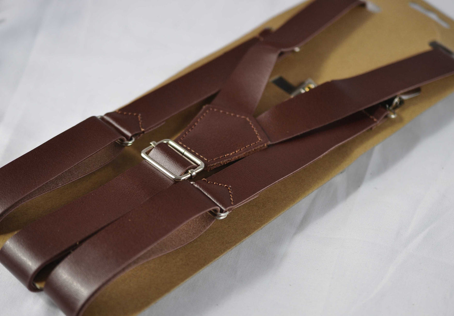 Men Adult Sage Green Cotton + Rose Gold Faux Leather Bow tie + Brown 25mm Wide Faux Leather Adjustable Suspenders Braces