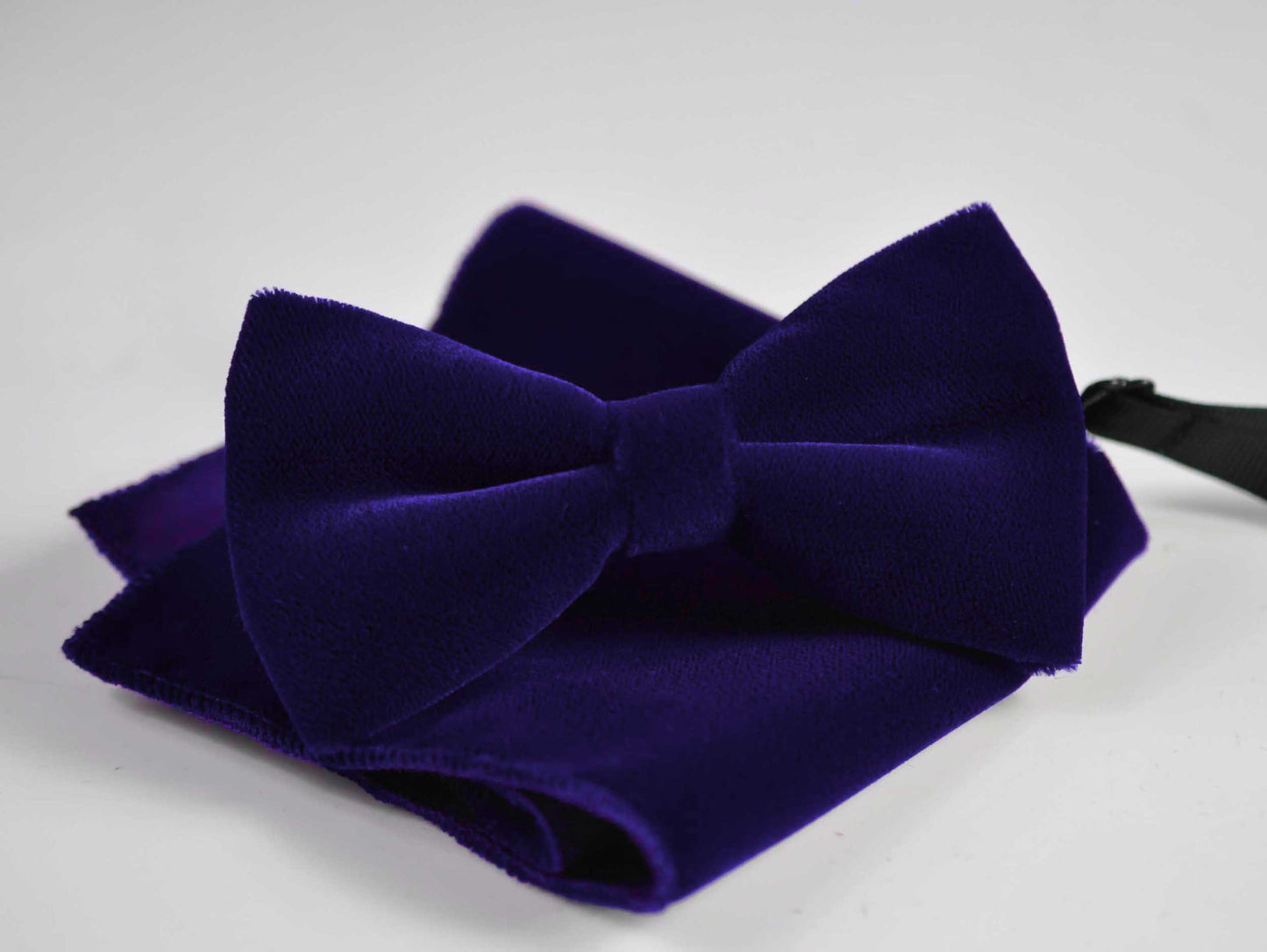 Violet Purple Blue Velvet Bow tie Bowtie + Pocket Square Hanky Handkerchief for Men / Youth Teenage / Boy Kids / Infant Toddler Baby