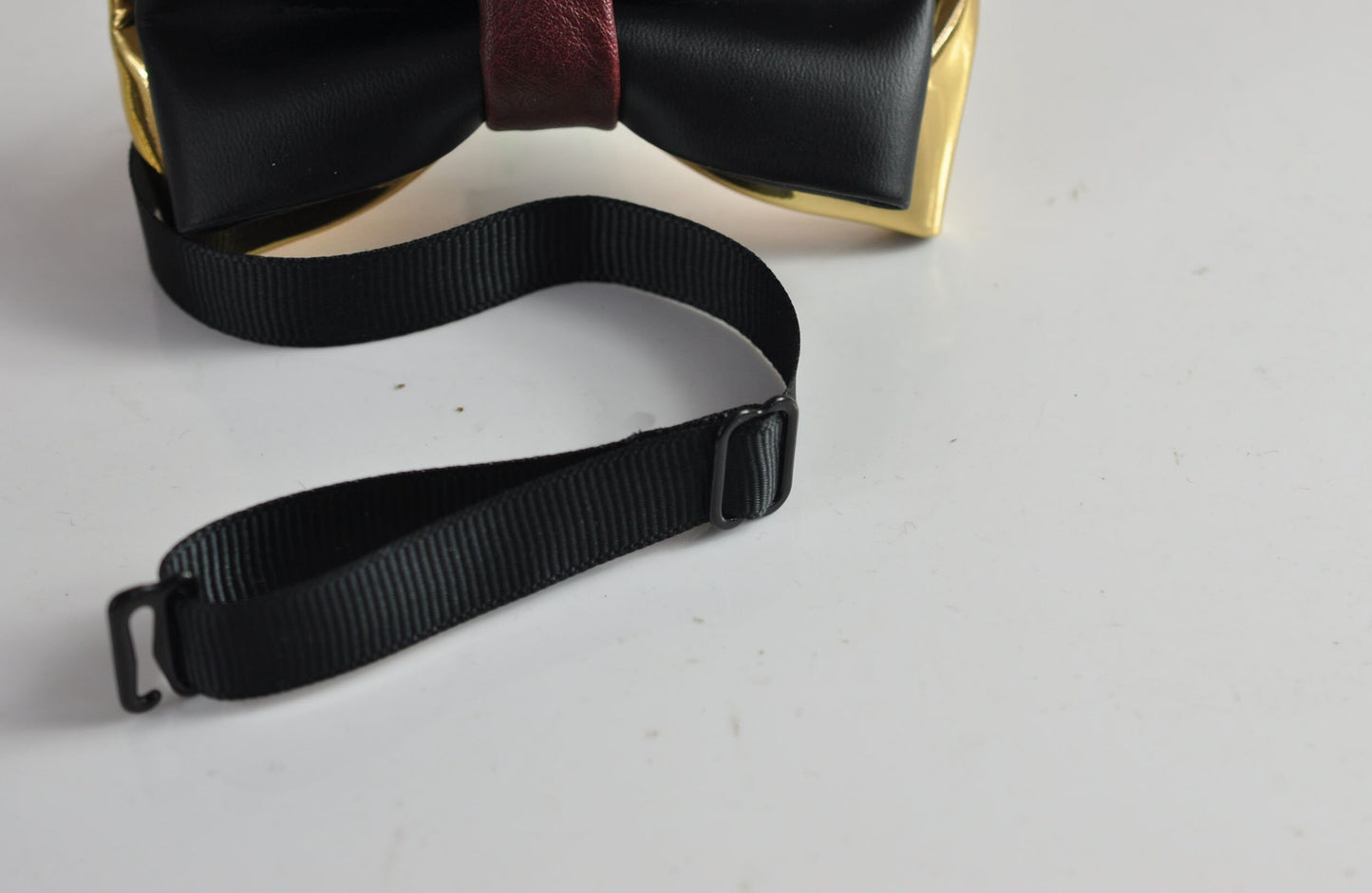 Black and Gold Golden Burgundy Red Faux Leather PVC Pre tied Bow tie Bowtie for infant baby toddler / Boy Kids / Youth Teenage / Men Adult