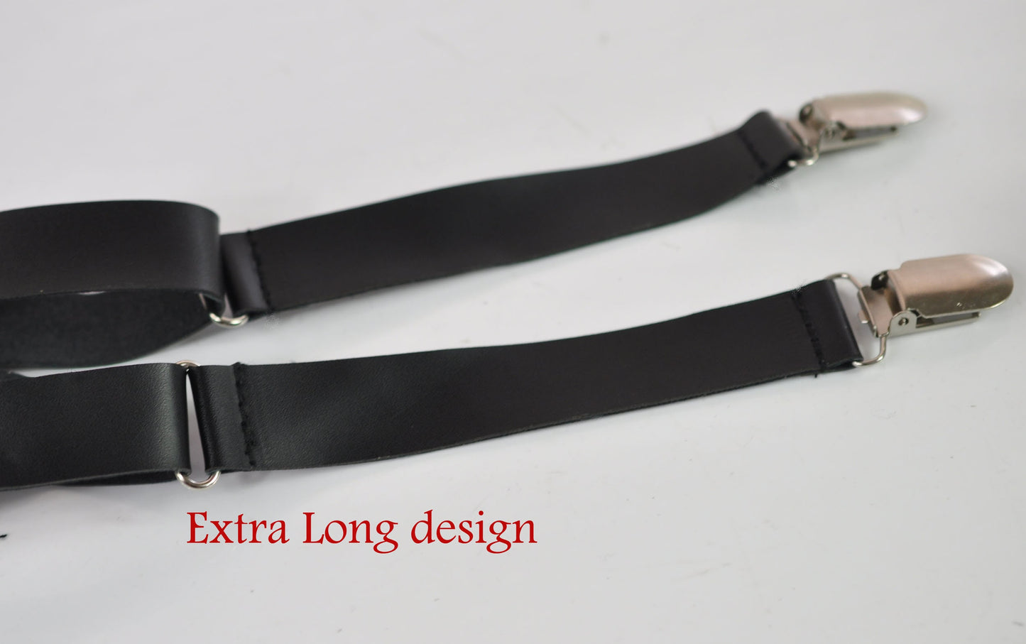 Red Black Velvet Leather Bow Tie + Black Faux Leather Suspenders for Baby infant / Kids Toddler Page Boy / Youth Teenage Fits 1-14 Years Old