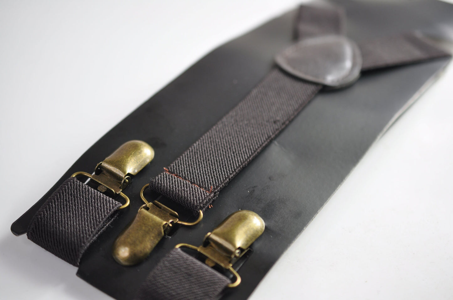 Dark Brown Coffee Chocolate 25MM Elastic Y-Back Suspenders Braces Bronze Metal Clips for Men Adult / Youth / Kids Boy /Toddler Baby Infant