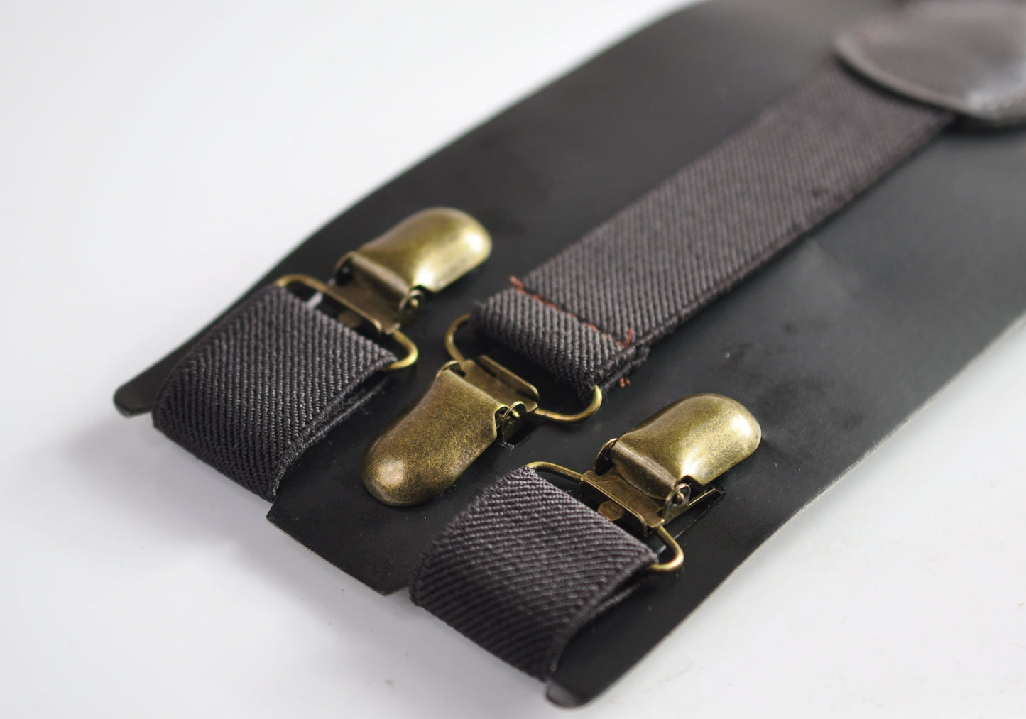 Dark Brown Coffee Chocolate 25MM Elastic Y-Back Suspenders Braces Bronze Metal Clips for Men Adult / Youth / Kids Boy /Toddler Baby Infant