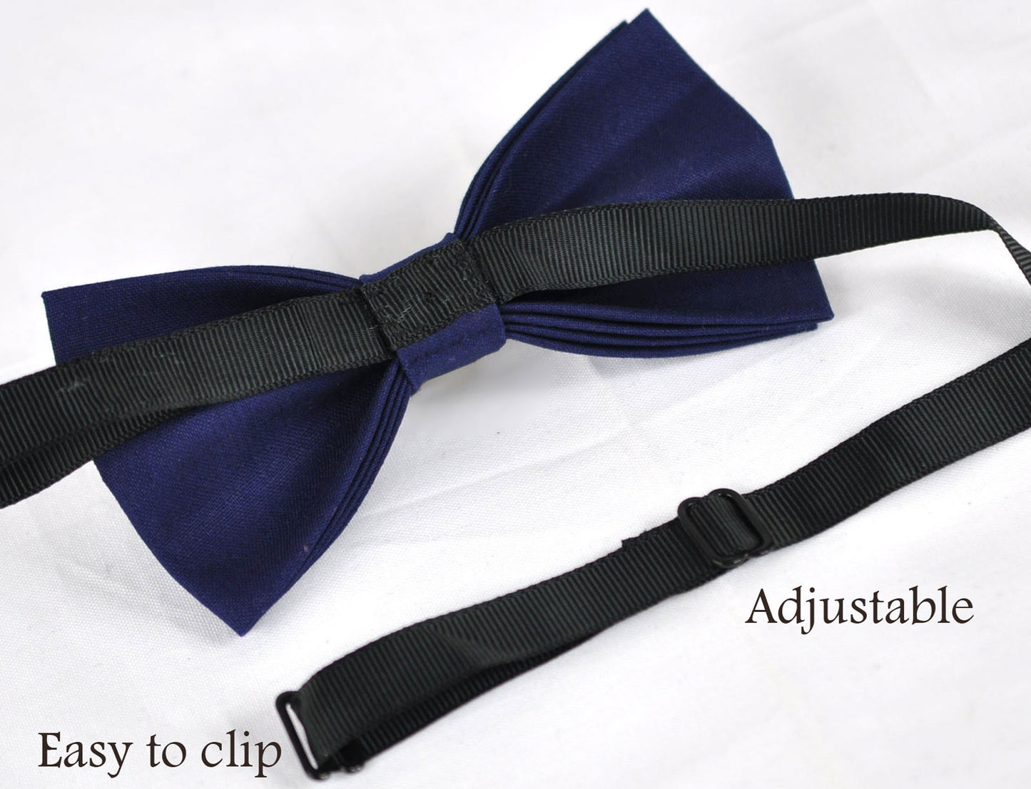 Junior Navy Blue Cotton Bow tie Bowtie + Tan Brown Elastic Suspenders Braces for Men / Youth Teenage/ Boys Kids / Baby Infant Toddler