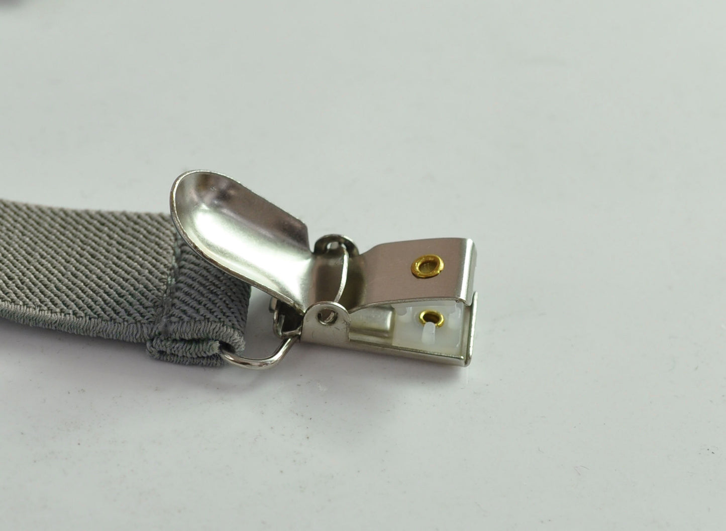 Grey Gray 25MM Elastic Y-Back Suspenders Braces Silver Quality Metal Clips for Men Adult / Youth Teenage / Kids Boy /Toddler Baby Infant