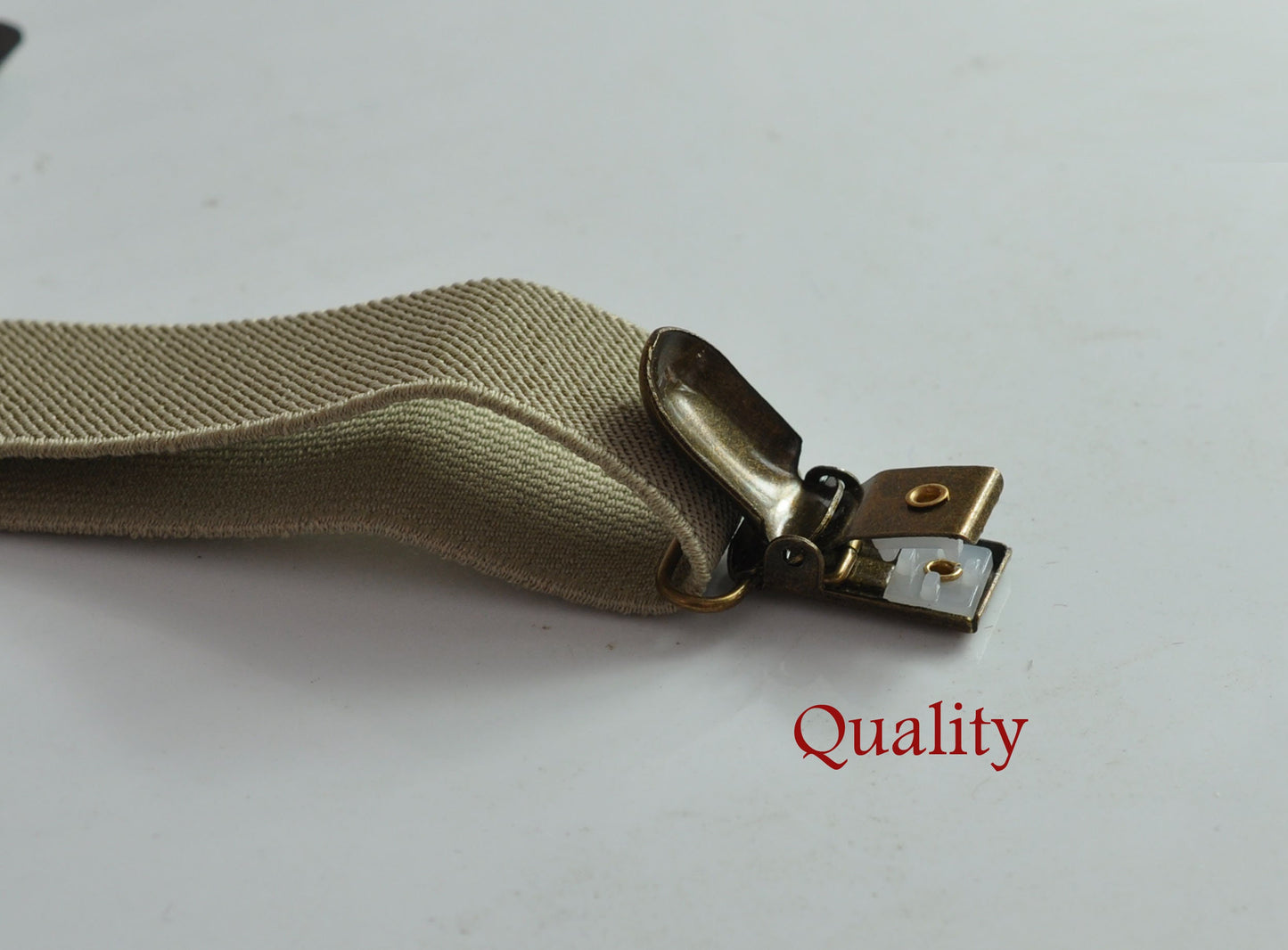 Pale Brown Beige Khaki 25MM Elastic Y-Back Suspenders Braces Bronze Metal Clips for Men Adult / Youth / Kids Boy /Toddler Baby Infant