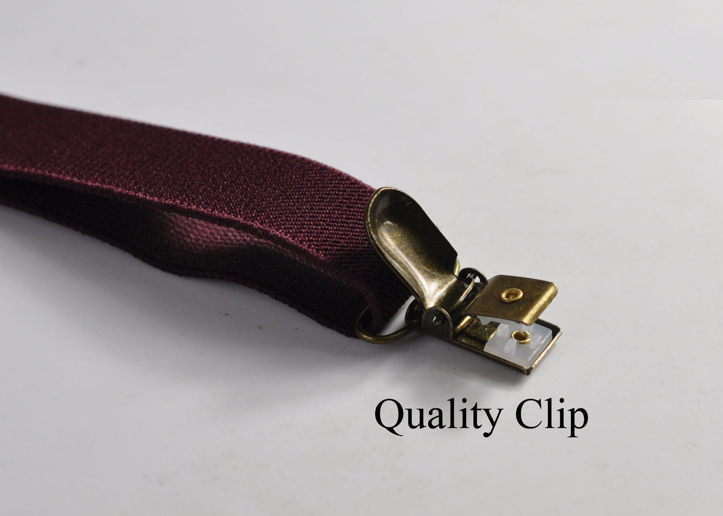 Burgundy Wine Red 25MM Elastic Y-Back Suspenders Braces Bronze Metal Clips for Men Adult / Youth Teenage / Kids Boy /Toddler Baby Infant