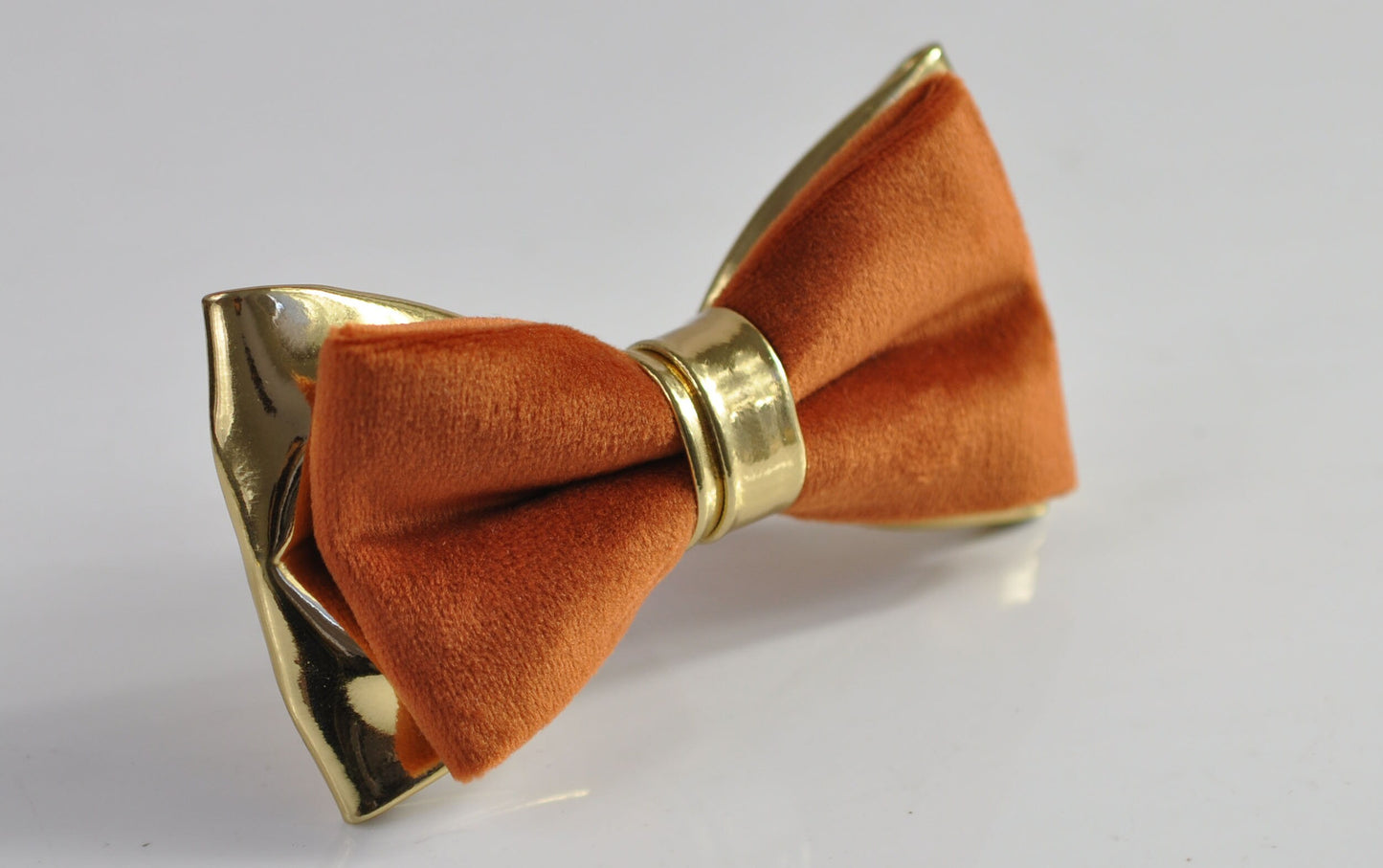 Rusty Rust Brown Velvet Gold Leather Bow tie + Tan Brown Elastic Suspenders Braces for Men / Youth / Boys Kids / Baby Infant Toddler