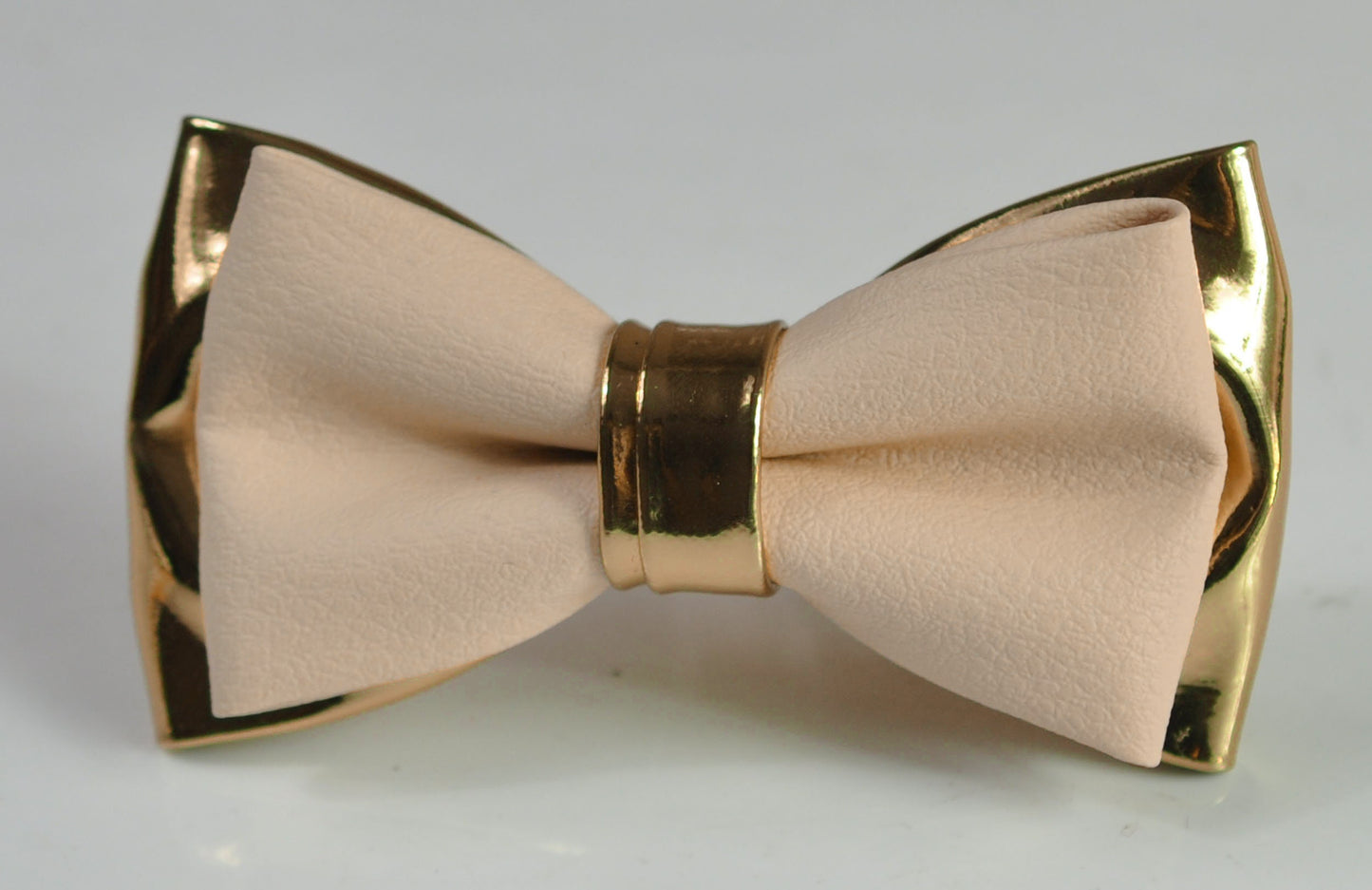 Cream Pearl White and Rose Gold Faux Leather Bow Tie +BLACK Elastic Suspenders Braces for Men ADULT / Youth / Boy Kids / Baby Infant Toddler
