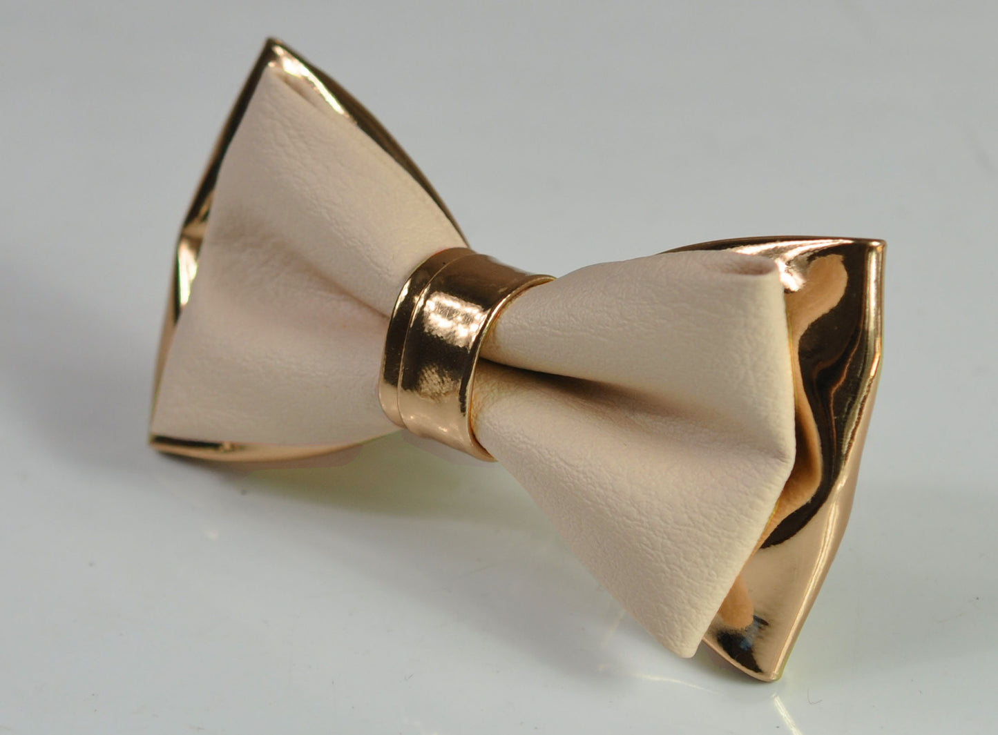 Cream Pearl White and Rose Gold Faux Leather Bow Tie +BLACK Elastic Suspenders Braces for Men ADULT / Youth / Boy Kids / Baby Infant Toddler