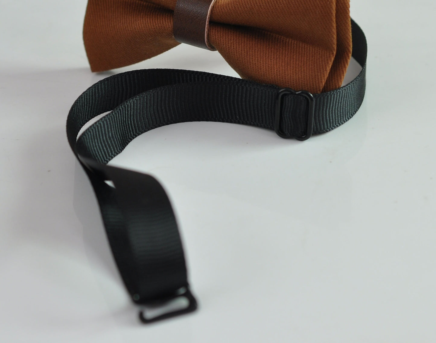 Tan Cotton and Brown Faux Leather Bow tie Bowtie for Men Adult / Youth Teenage / Boy Kids / Toddler Baby Infant