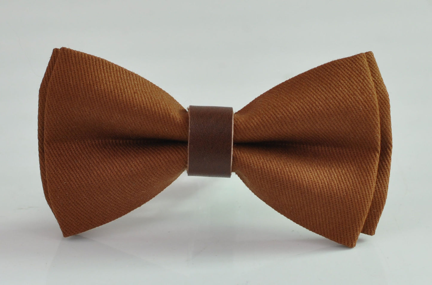 Tan Toffee Brown Cotton Bow tie + Brown Faux Leather Adjustable Suspenders Braces for Baby infant Toddler / Boy Kids / Youth Teenage