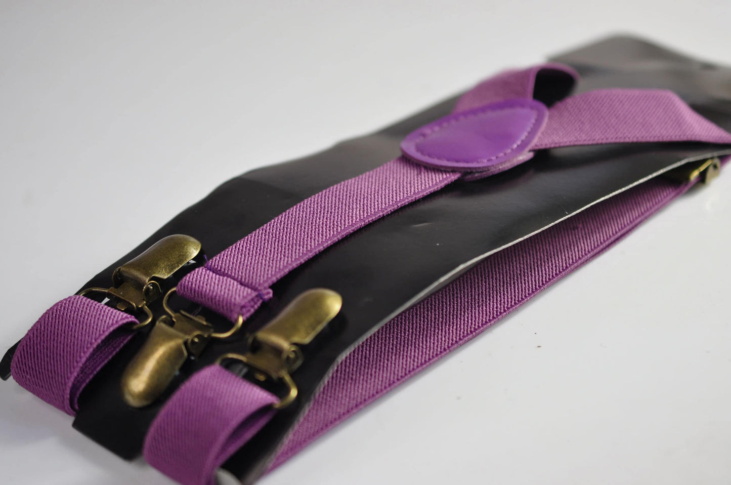 Orchid Purple 25MM Elastic Y-Back Suspenders Braces Bronze Metal Clips for Men Adult / Youth Teenage / Kids Boy /Toddler Baby Infant