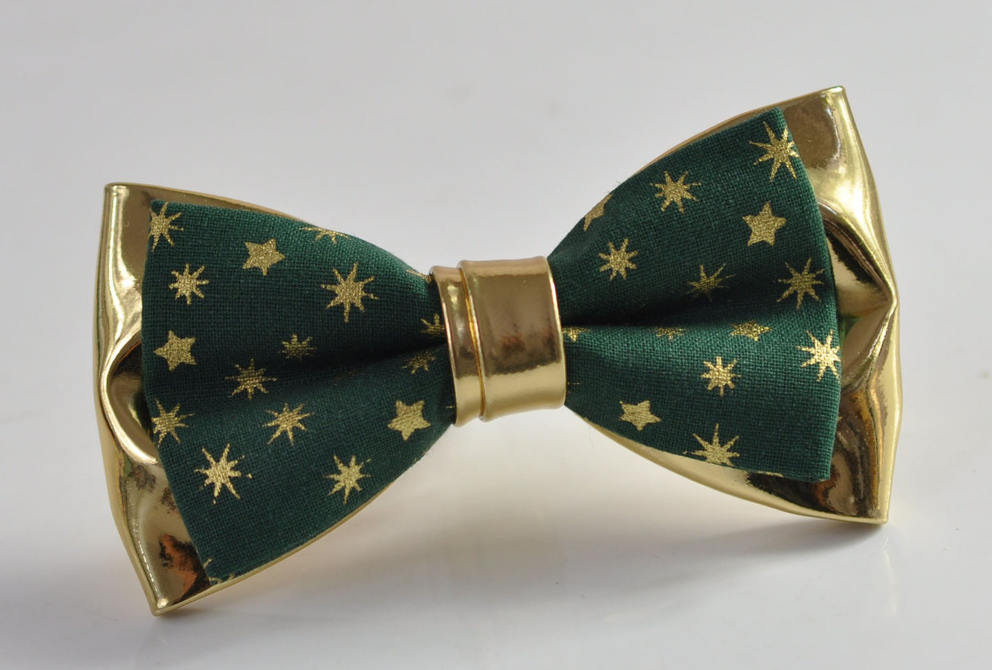 Xmas Christmas Snowflake Stars Gold Cotton Leather Bow tie +Elastic Tan Leather Suspenders Braces for Men / Youth / Boys Kids / Baby Toddler