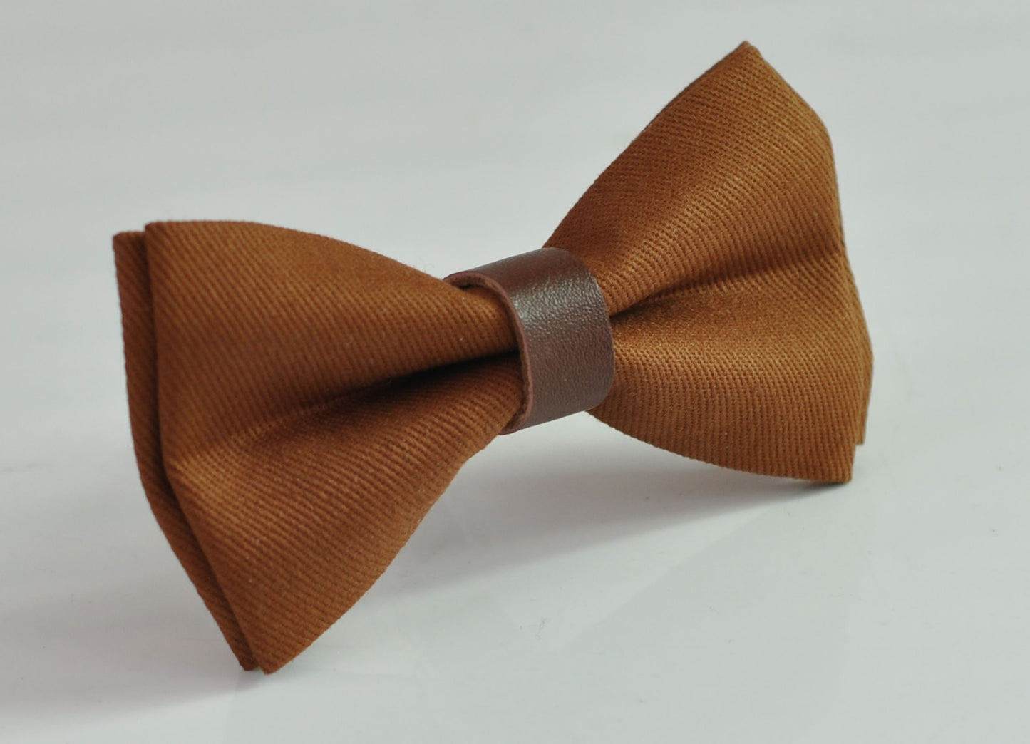 Tan Toffee Brown Cotton Bow tie + Brown Faux Leather Adjustable Suspenders Braces for Baby infant Toddler / Boy Kids / Youth Teenage