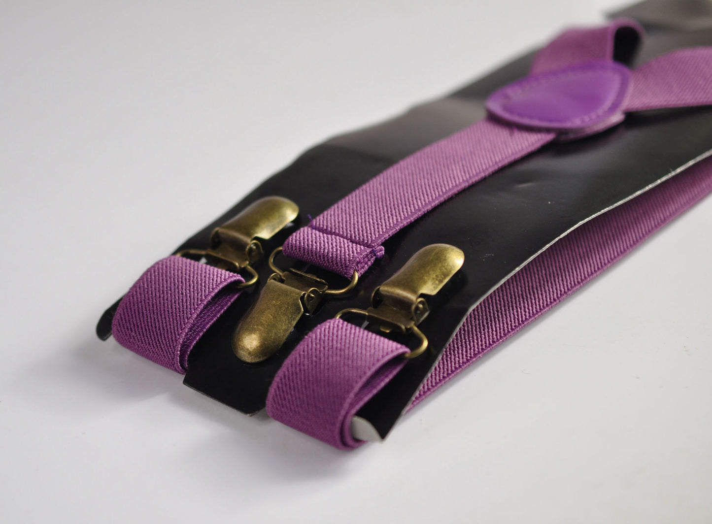 Orchid Purple 25MM Elastic Y-Back Suspenders Braces Bronze Metal Clips for Men Adult / Youth Teenage / Kids Boy /Toddler Baby Infant