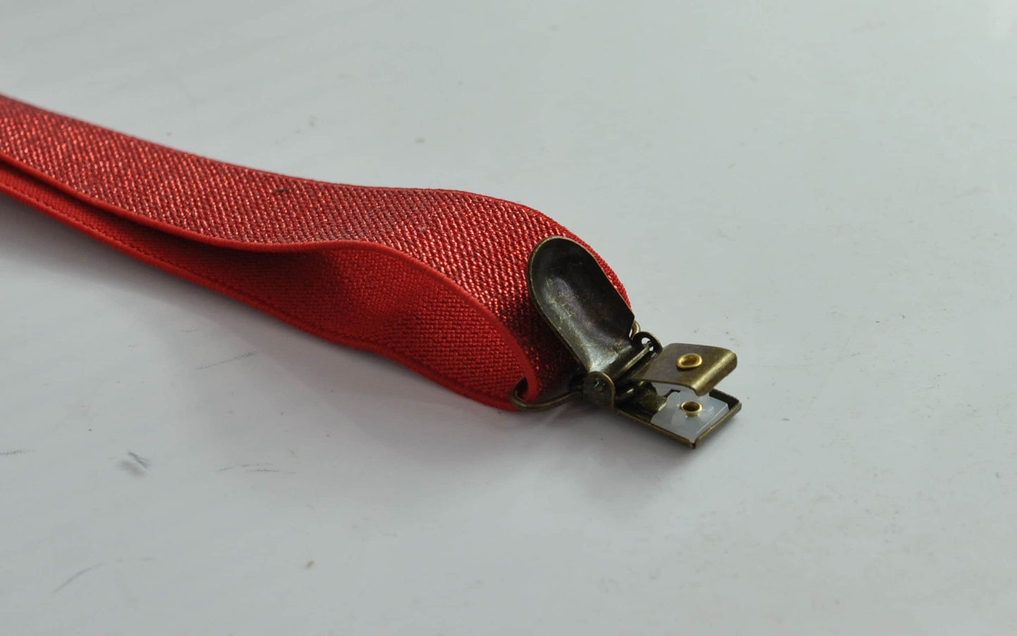 25mm Y-back RED Shining Elastic Suspenders Braces Bronze Clips for Men Adult / Youth Teenage / Boy Kids / Baby Infant Toddler