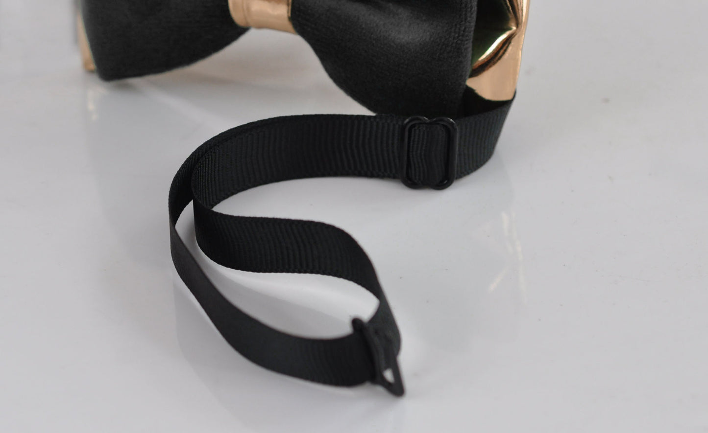 Black Velvet and ROSE Gold Leather Bow tie + Black Elastic Suspenders Braces Men / Youth / Boys Kids / Baby Infant Toddler