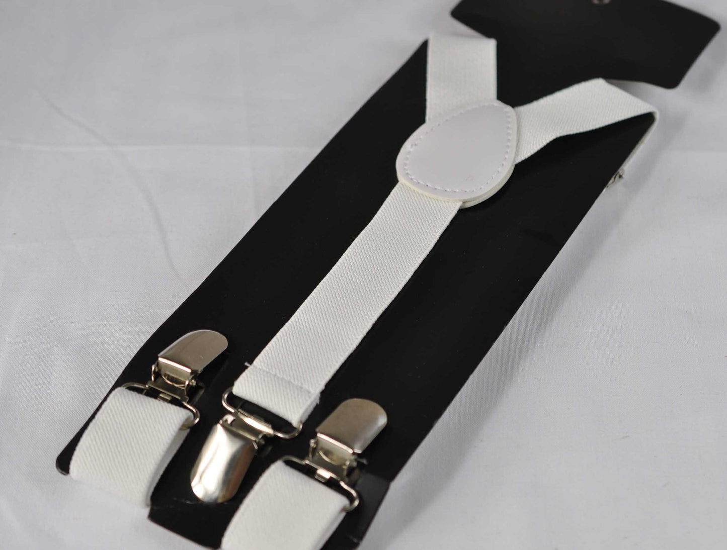 White Solid Velvet Bow tie + White Elastic Suspenders Braces for baby infant toddler / Boy Kids / Youth Teenage / Men Adult