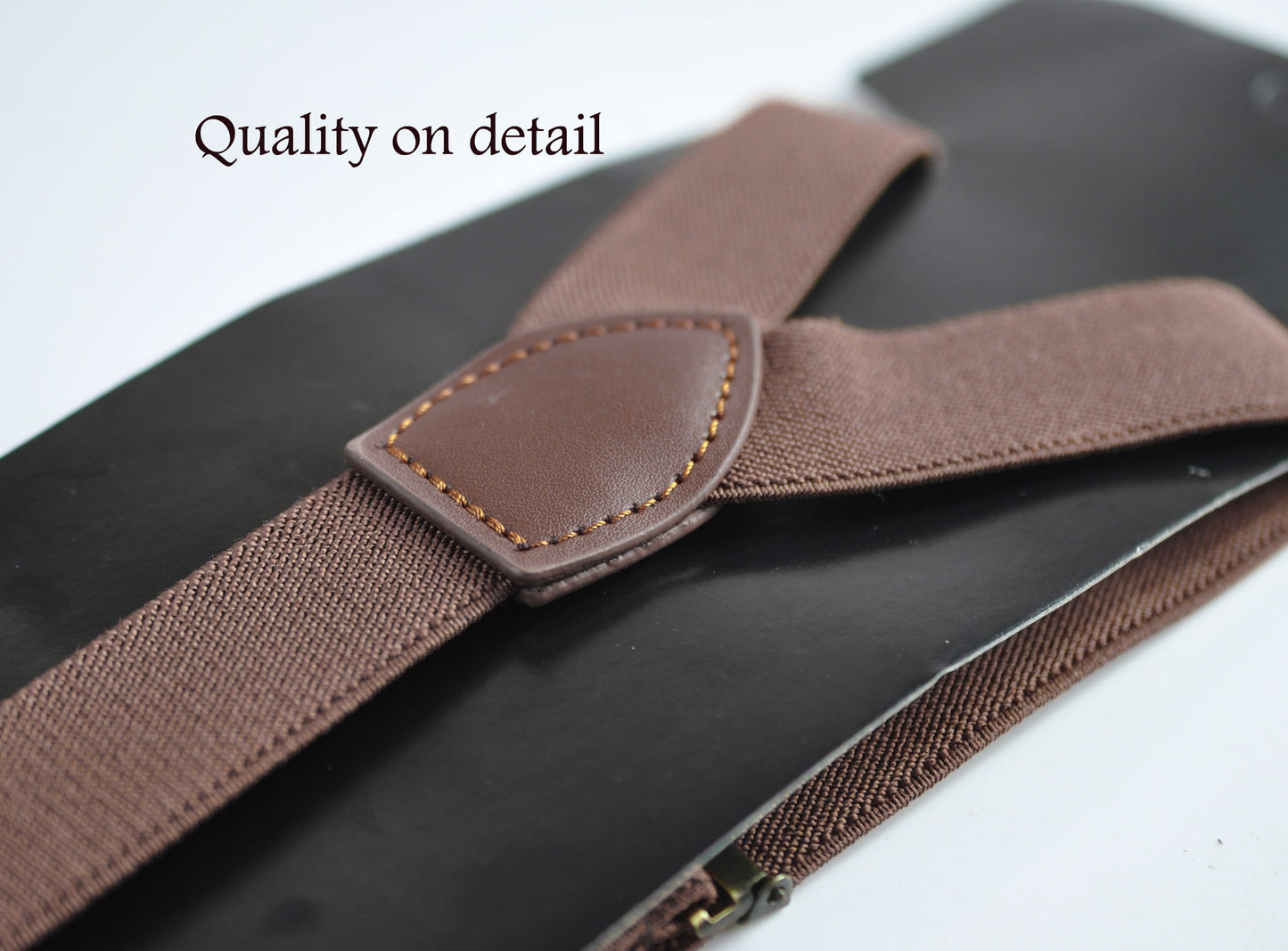 Dark Brown Coffee Chocolate 25MM Elastic Y-Back Suspenders Braces Bronze Metal Clips for Men Adult / Youth / Kids Boy /Toddler Baby Infant