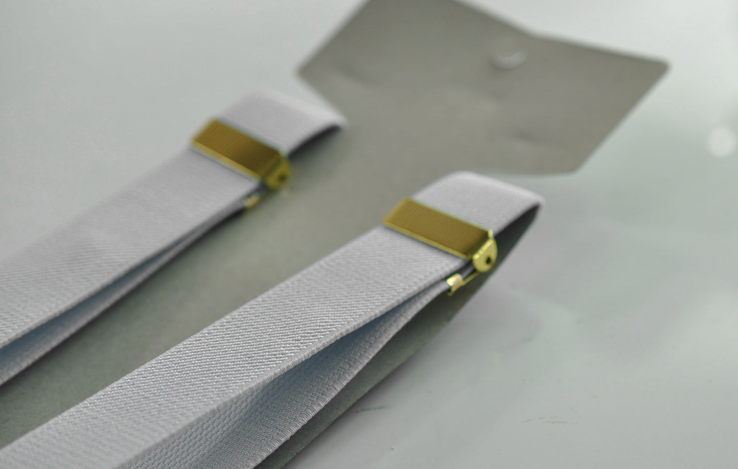 Silver Grey Gray 25MM Elastic Y-Back Suspenders Braces Round Gold Golden Metal Clip Men / Youth / Kids Boy /Toddler Baby Infant