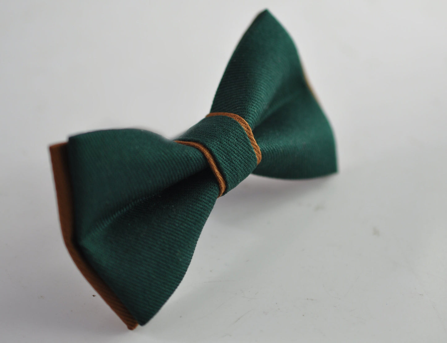Dark Emerald Green and Tan Brown Cotton Pre tied Bow tie Bowtie for Men Adult / Youth Teenage / Boy Kids / Baby Infant