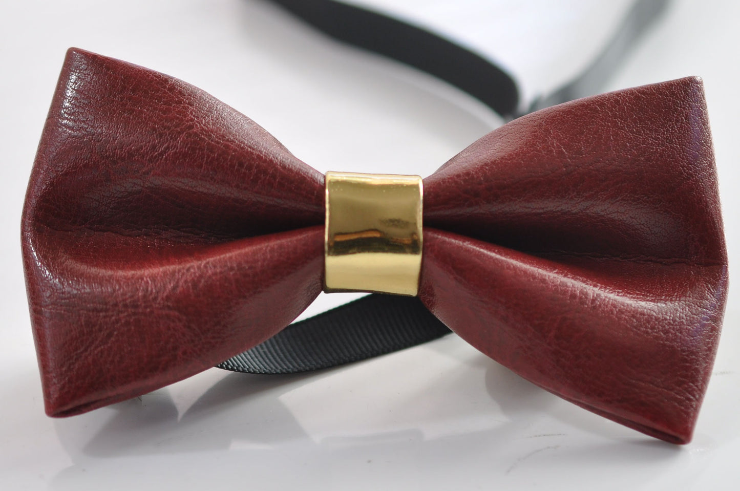 Burgundy Wine Red Gold Golden Faux Leather Bow tie + Burgundy Elastic Suspenders Braces Men / Youth / Kids Boy /Toddler Baby Infant