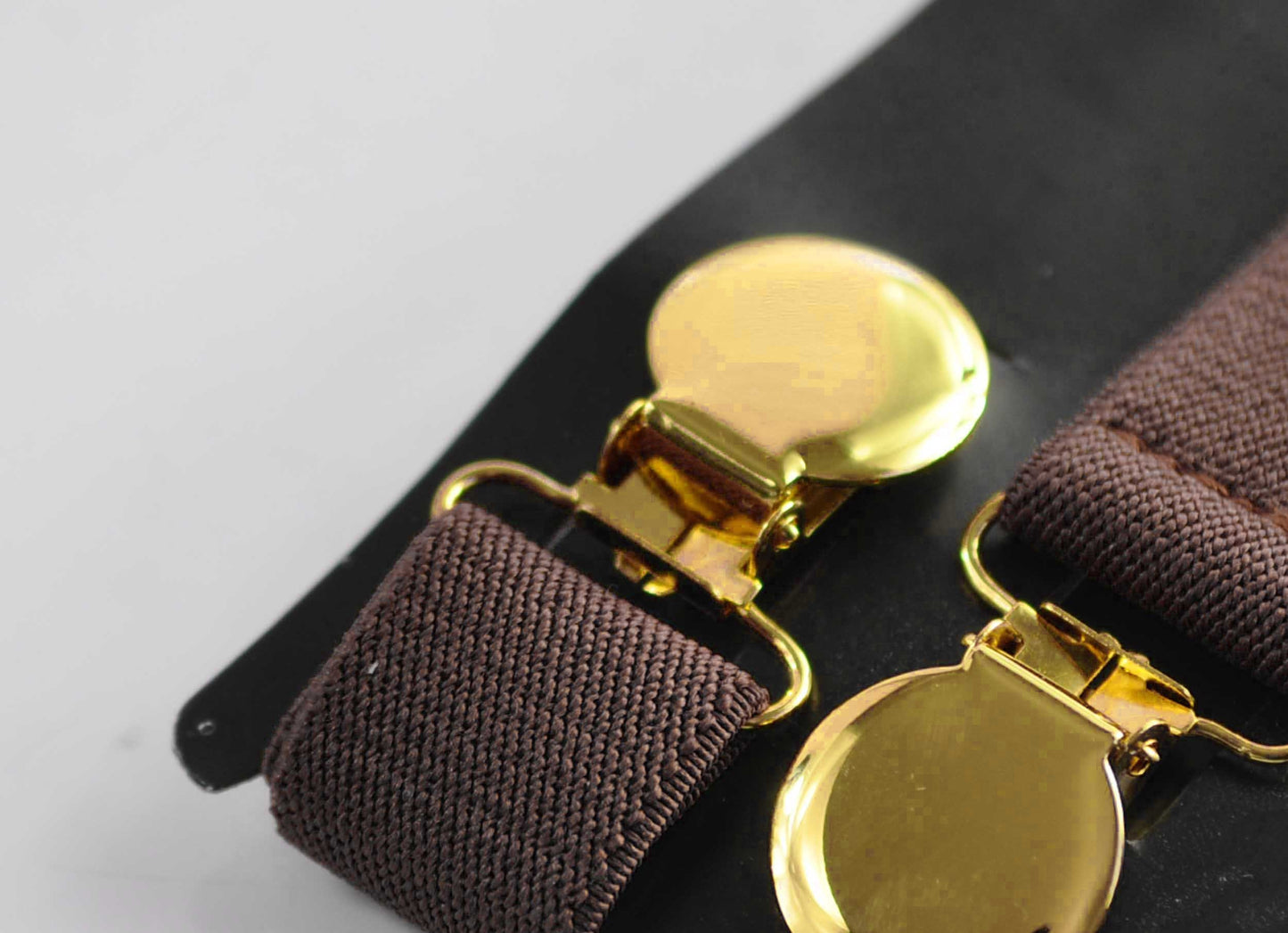 Coffee Dark Brown 25MM Elastic Y-Back Suspenders Braces Round Gold Golden Metal Clips for Men Adult / Youth / Kids Boy /Toddler Baby Infant