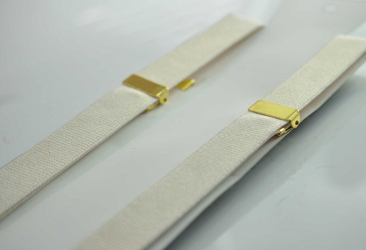 Off-White Ivory Cream 25MM Elastic Y-Back Suspenders Braces Gold Golden Metal Clips for Men Adult / Youth / Kids Boy /Toddler Baby Infant