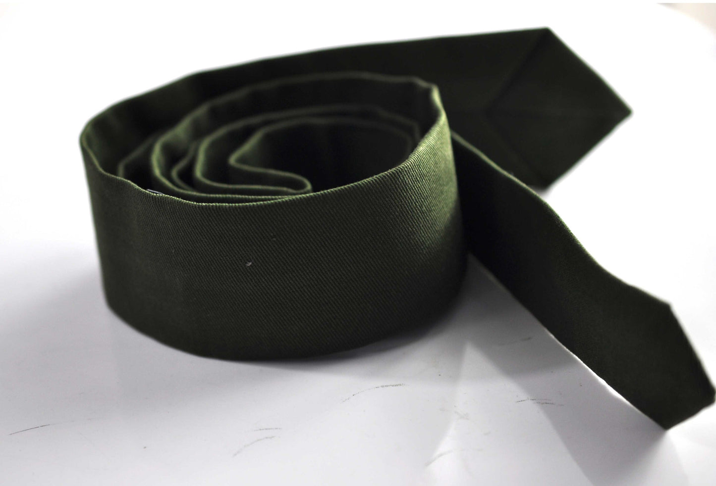 Men Women Unisex Olive Green Army Green Cotton Skinny 100% Cotton Necktie Neck Tie for Wedding Party Prom