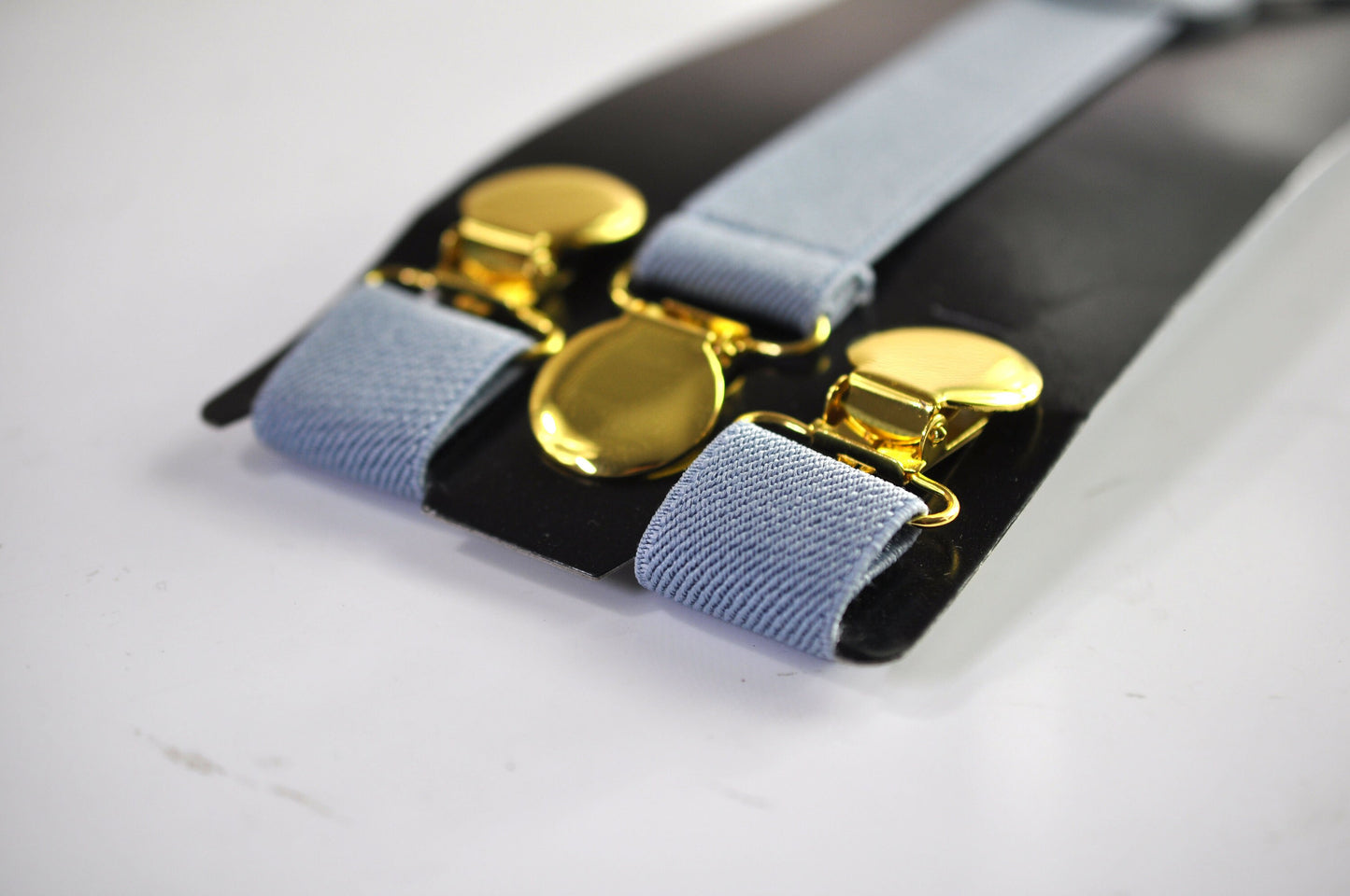 Dusty Blue Light Blue 25MM Elastic Y-Back Suspenders Braces Gold Golden Metal Clips for Men / Youth / Kids Boy /Toddler Baby Infant