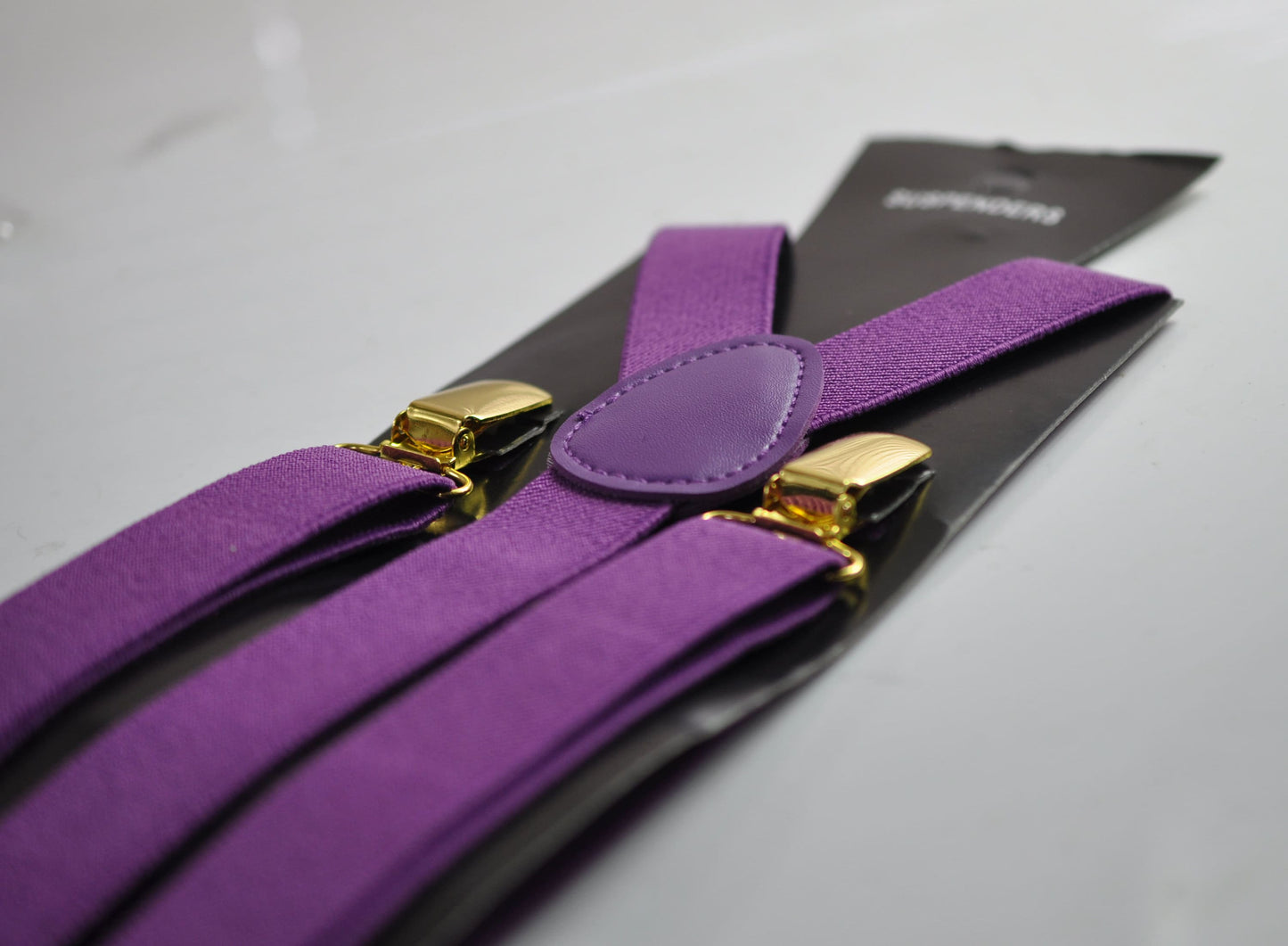 Orchid Purple 25MM Elastic Y-Back Suspenders Golden Gold Color Metal Clips for Men Adult / Youth Teenage / Kids Boy /Toddler Baby Infant