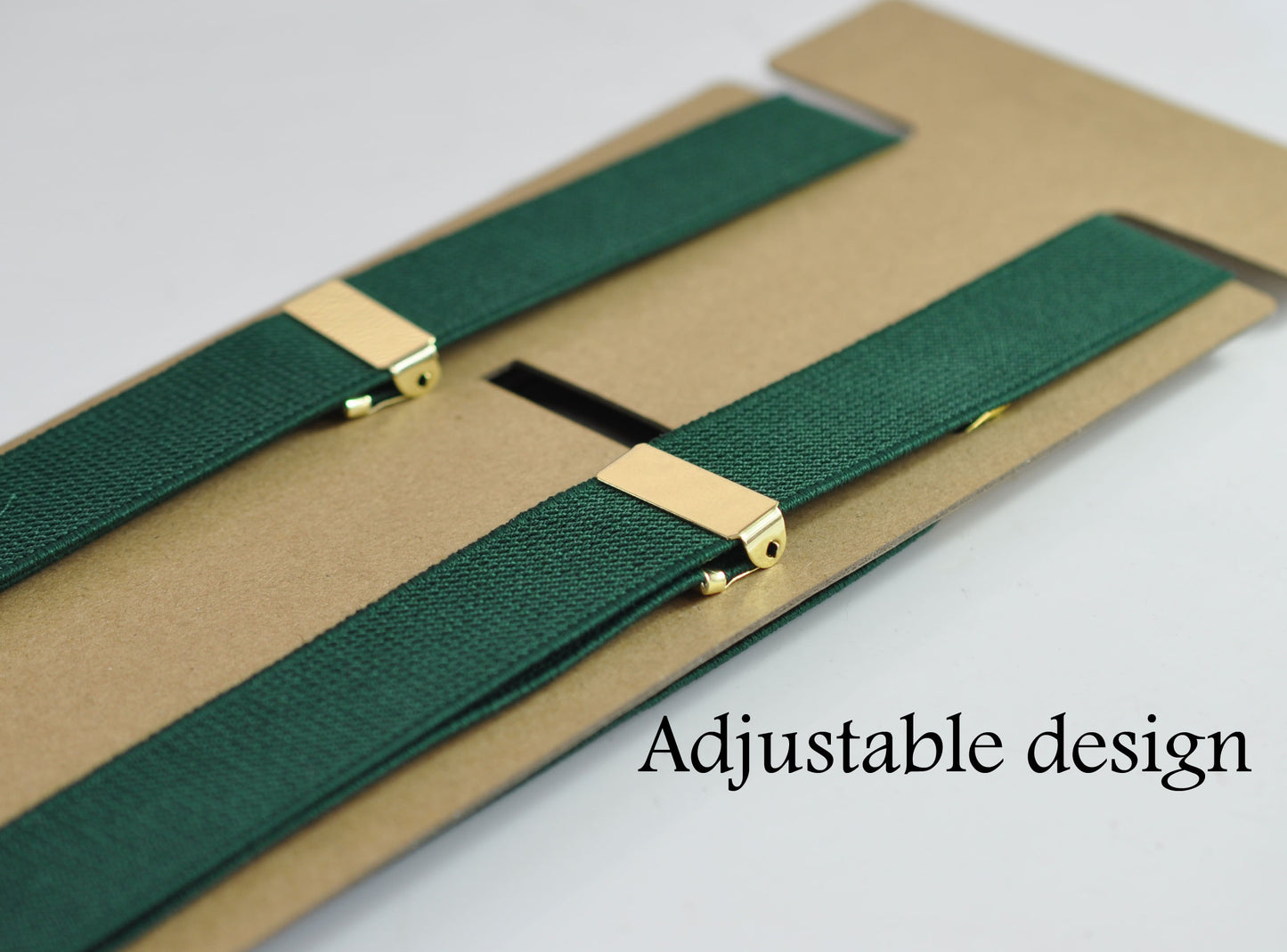 Dark Emerald Green 25MM Elastic Y-Back Suspenders Braces Gold Golden Metal Clips for Men Adult / Youth  / Kids Boy /Toddler Baby Infant