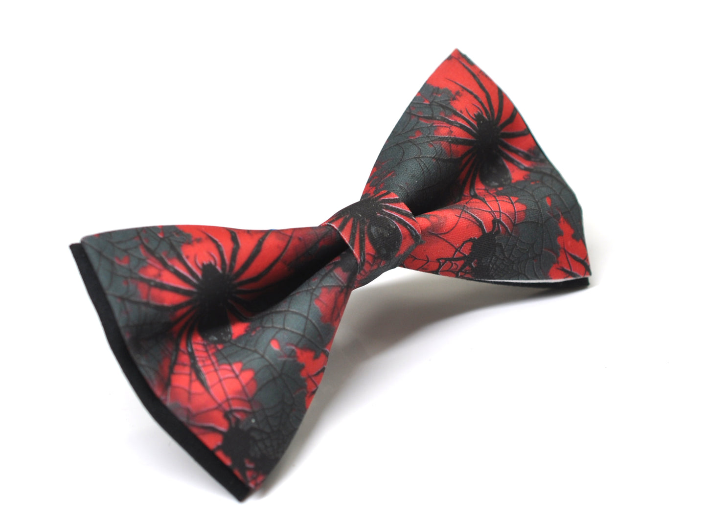 Halloween Bow Tie – Black Spiders Web Print –  Wine Red Blood Handmade Bowtie for Party Costume Men / Youth / Boy Kids / Toddler Baby Infant