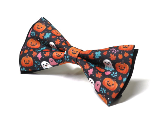 Halloween Bow Tie – Cute Ghosts & Pumpkins Print – Handmade Bowtie for Party, Costume for Men / Youth / Boy Kids / Toddler Baby Infant