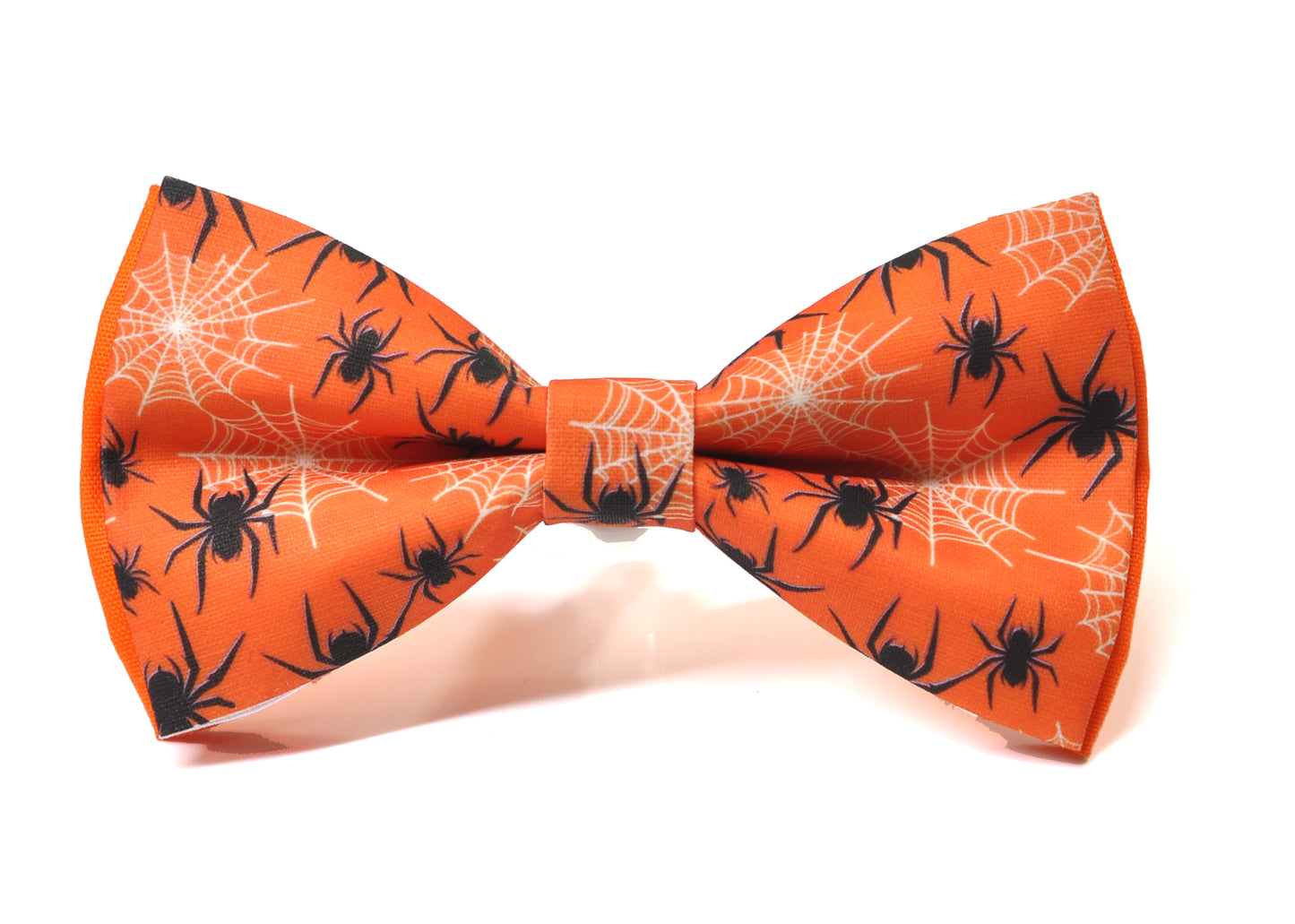 Halloween Bow Tie – Black Spiders Web Print –  Orange Handmade Bowtie for Party Costume Men / Youth / Boy Kids / Toddler Baby Infant