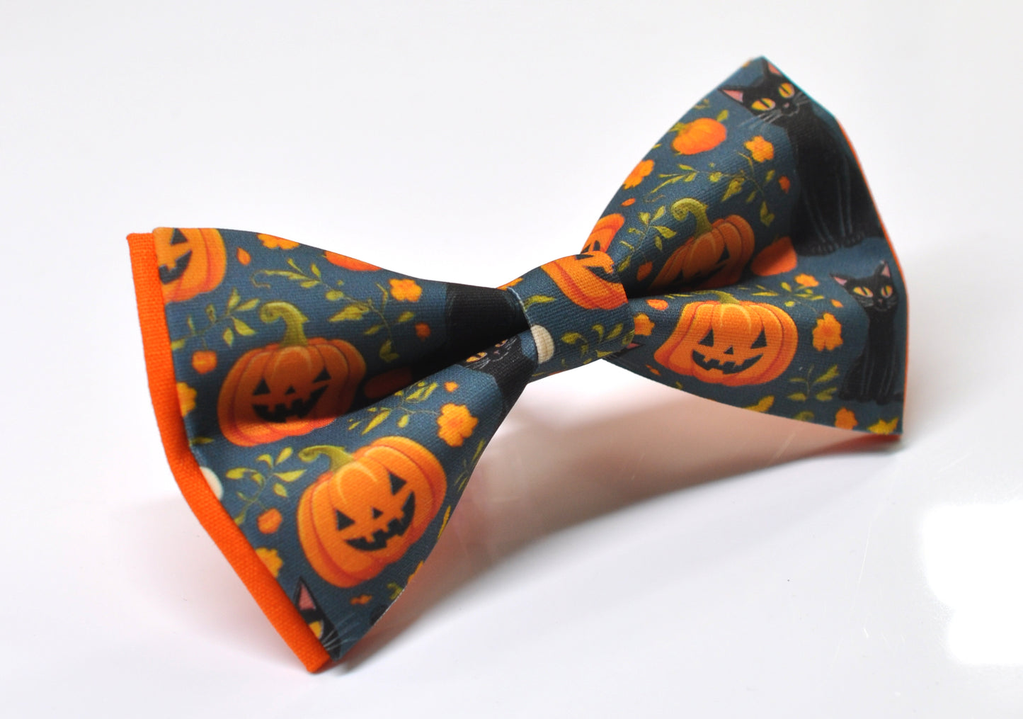 Halloween Bow Tie – Orange Pumpkins–  Black Cat Handmade Bowtie for Party Costume Men / Youth / Boy Kids / Toddler Baby Infant
