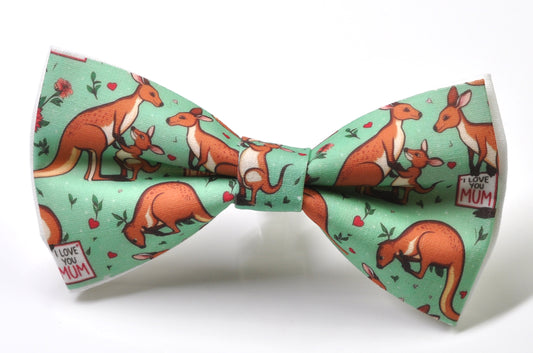 Kangaroo Happy Mothers day Carnations Pattern Cotton Bow tie Bowtie for Men Adult / Youth Teenage / Boy Kids / Toddler Baby Infant