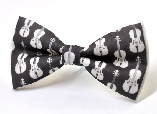 Black White Cotton Music Violin Pattern Cotton Bow tie Bowtie for Men Adult / Youth Teenage / Boy Kids / Toddler Baby Infant