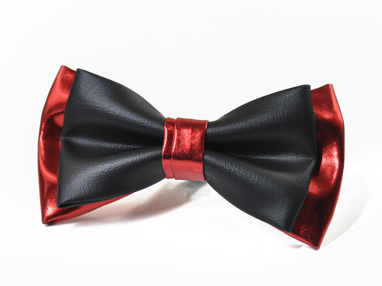 Red and Black Faux Leather Pretied Bow tie Bowtie for Men Adult / Youth Teenage / Page Boy Kids / Toddler Baby infant