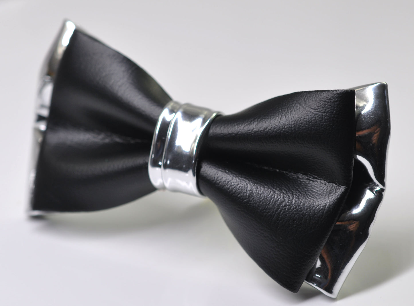 Black Silver Faux Leather Shining Bow Tie Bowties Wedding Party for All Ages Men / Youth Teenage / Boy KIds / Baby infant Toddler