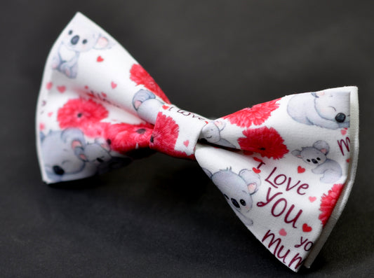 Koala Happy Mothers day Carnations Pattern Cotton Bow tie Bowtie for Men Adult / Youth Teenage / Boy Kids / Toddler Baby Infant